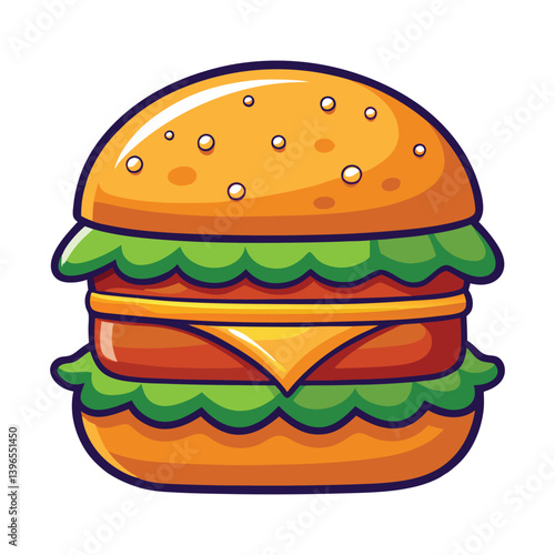 Burger with fries and a cheeseburger on a white background