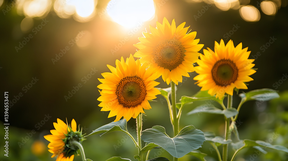 Obraz premium sunflower, flower, nature, summer, yellow, field, sky, agriculture, green, sun, plant, sunflowers, blue, bright, blossom, beauty, leaf, flora, beautiful, blooming, petal, farm, natural, floral, color