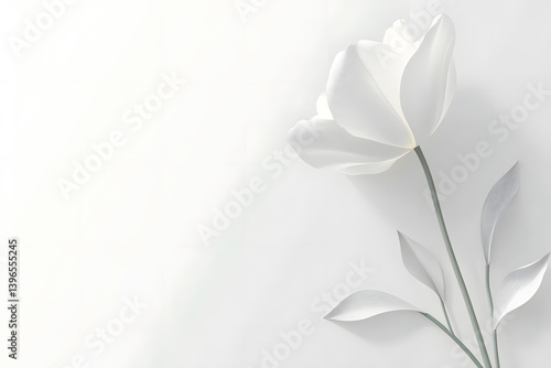 White Flower Blooms Elegantly on White