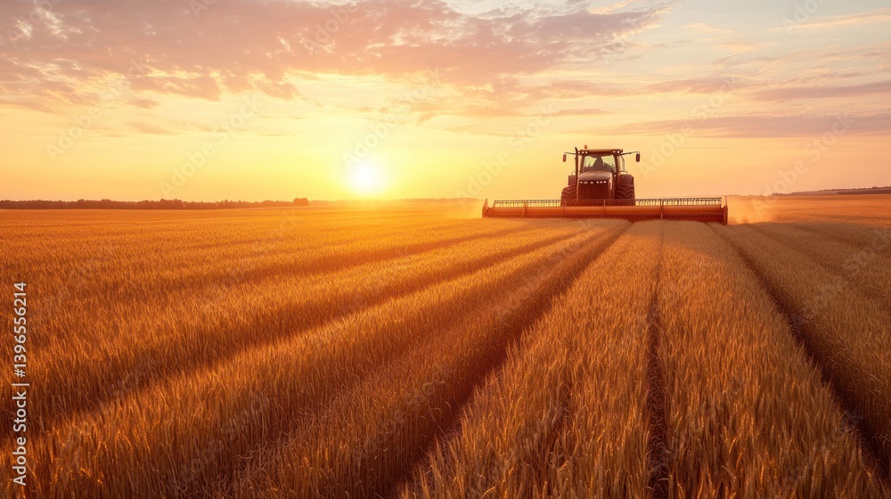 A large tractor harvesting a vast wheat field at sunset, --ar 16:9 --v 6.1 Job ID: 6e015b97-ba35-4762-a97a-ffb10d6f61a5 A large tractor harvesting a vast wheat field at sunset, --ar 16:9 --v 6.1 Job ID: 6e015b97-ba35-4762-a97a-ffb10d6f61a5