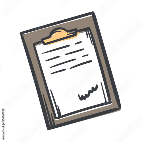 Tablet. Document. Vector Hand Drawn Illustration Isolated on White Background for Icon, Sticker, Print