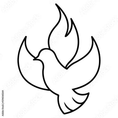 
Peace Dove Line Art with Trio of Flames
