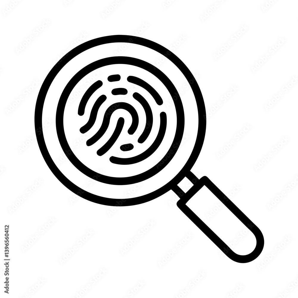 Fingerprint Inside Magnifying Glass Icon Design Fingerprint Inside Magnifying Glass Icon Design