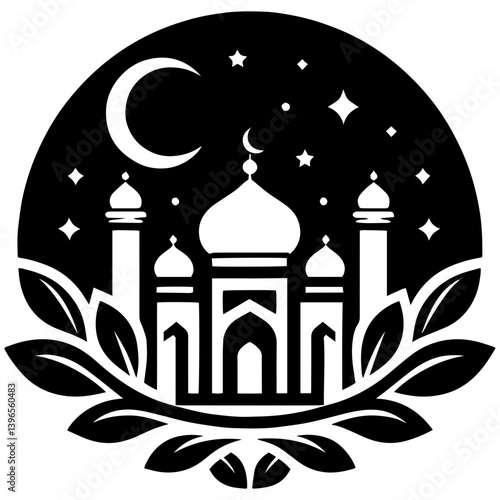 Impressive mosque featuring symmetrical ornamental curves and artistic refinement