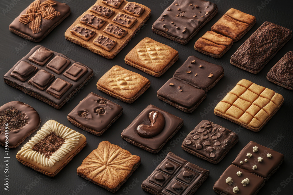 Assorted chocolates on a silver platter, wrapped in colorful foil and arranged in a decorative pattern, creating an indulgent and tempting display. Assorted chocolates on a silver platter, wrapped in colorful foil and arranged in a decorative pattern, creating an indulgent and tempting display.