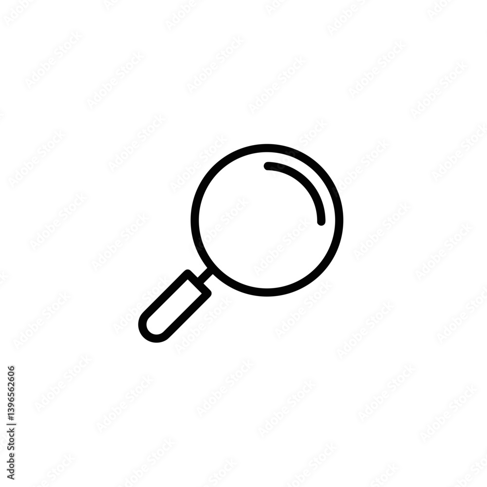 Magnifying glass icon in minimalistic style on a white background Magnifying glass icon in minimalistic style on a white background