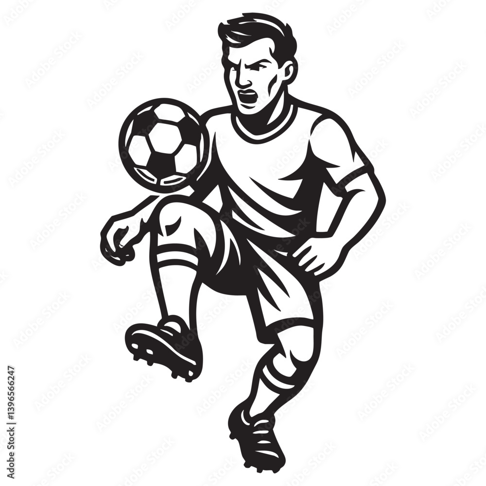 Midair Soccer Ball Control Engraving Midair Soccer Ball Control Engraving