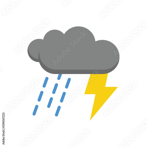 Rainy Day Icon with Lightning. Stock Illustration