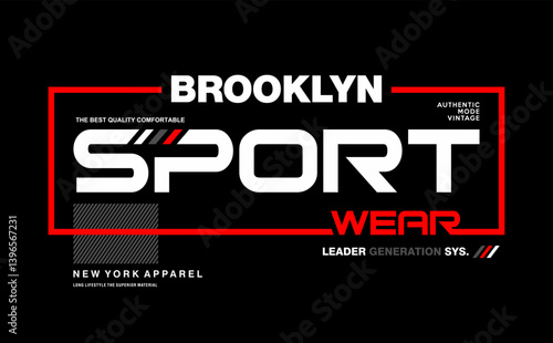 BROOKLYN SPORT WEAR typography slogan for t-shirt. 