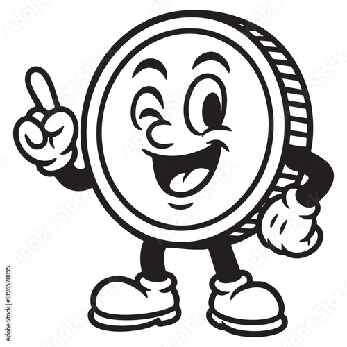 coin funny cartoon character mascot vector illustration