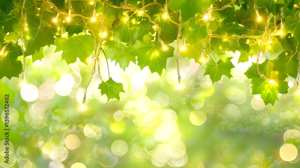 Fairy Lights Strung Among Greenery for a Magical Outdoor Scene Fairy Lights Strung Among Greenery for a Magical Outdoor Scene