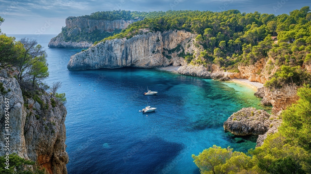 Fototapeta premium Secluded Cove Paradise, Mediterranean Serenity