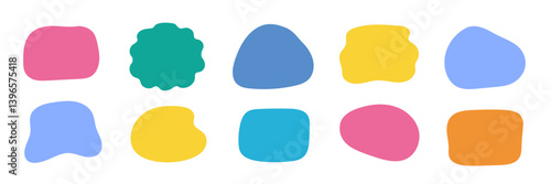 Wallpaper Mural Organic shape round form set. Liquid organic blob curve background abstract shape frame. Doodle abstract liquid blob, wavy different form. Soft round oval pattern background. Vector illustration Torontodigital.ca