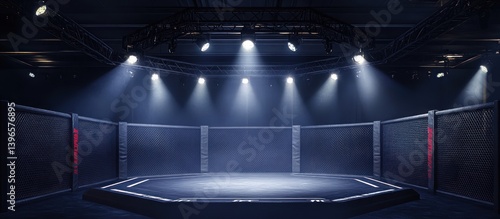 Illuminated Octagon: MMA Cage Fight Arena