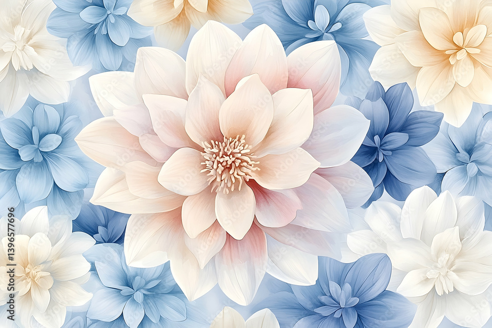 Obraz premium Delicate floral design of pastel-colored dahlias.