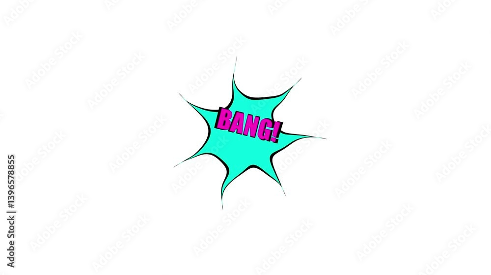 Bang! comic text animation. Comic explosion with pop art speech bang word text. Bang! comic text animation. Comic explosion with pop art speech bang word text.