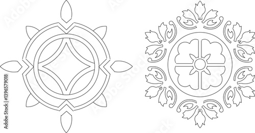 silhouette design vector illustration sketch ornament decoration wall decoration mandala rosette abstract modern natural floral classic vintage