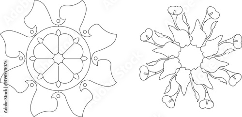 silhouette design vector illustration sketch ornament decoration wall decoration mandala rosette abstract modern natural floral classic vintage