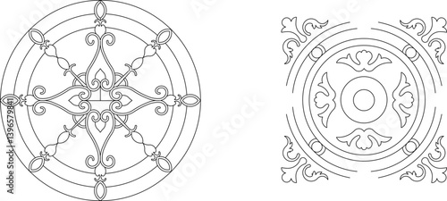 silhouette design vector illustration sketch pattern ornament decoration wall decoration mandala rosette abstract modern natural floral classic vintage