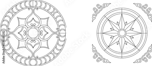 silhouette design vector illustration sketch pattern ornament decoration wall decoration mandala rosette abstract modern natural floral classic vintage 
