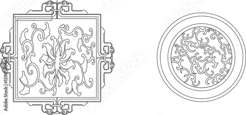 silhouette design vector illustration sketch pattern ornament decoration wall decoration mandala rosette abstract modern natural floral classic vintage