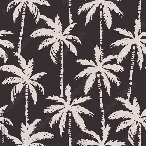 SEAMLESS GRUNGE DISTRESSED HAND PAINTED FERN PALM FLORAL PATTERN SWATCH
