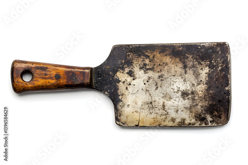 Vintage Metal Hand Tool with Wooden Handle