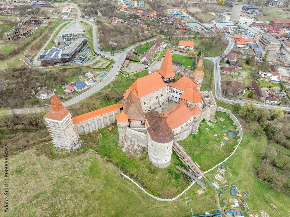 A Detailed Look at the Towers and Battlements of Corvin Castle