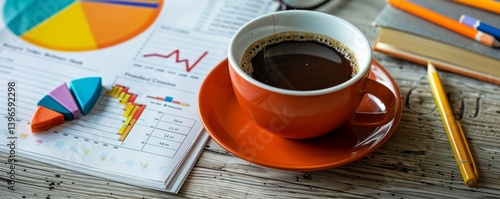 Obraz na płótnie Performance marketing dashboard showing ROI metrics, ad campaigns results, surrounded by coffee and notes w salonie
