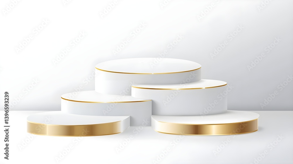 Elegant White Round Podium for Product Presentation on Minimalist Background Elegant White Round Podium for Product Presentation on Minimalist Background