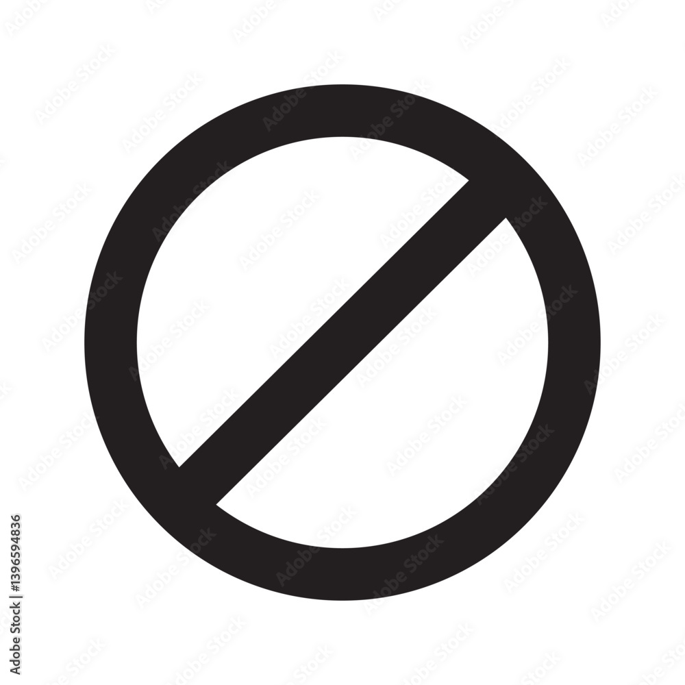 Prohibition circle icon. Blocked action symbol. Restriction round shape. Vector stop sign. Prohibition circle icon. Blocked action symbol. Restriction round shape. Vector stop sign.