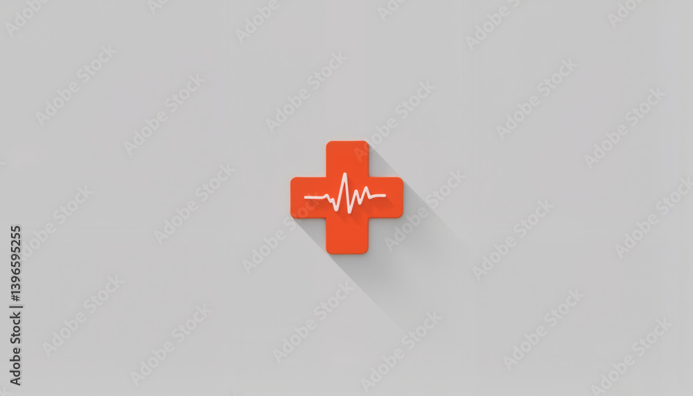 Obraz premium Medical symbol with heartbeat on a minimalist background 