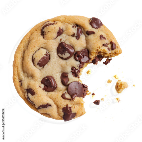 chocolate chip cookie with bite Isolated on Background