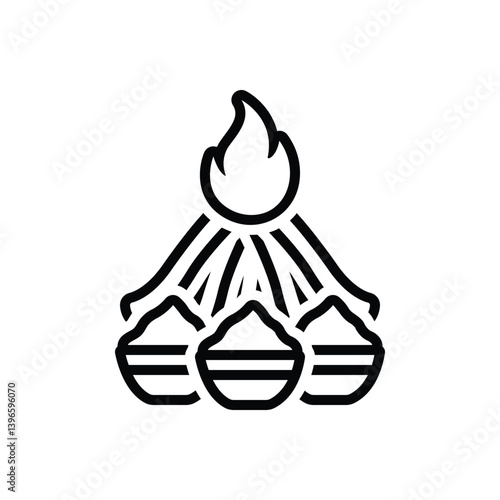 Black line icon for bonfire