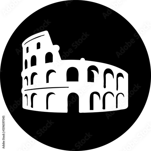 Iconic silhouette: minimalist rendering of the colosseum on a stark backdrop