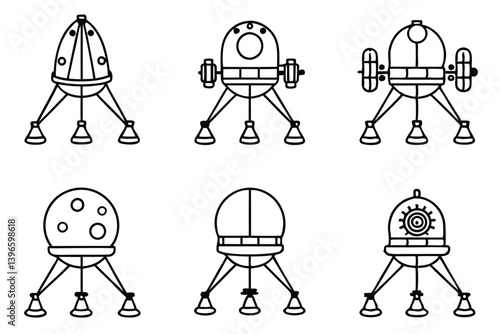 Lunar lander line art design on dark background