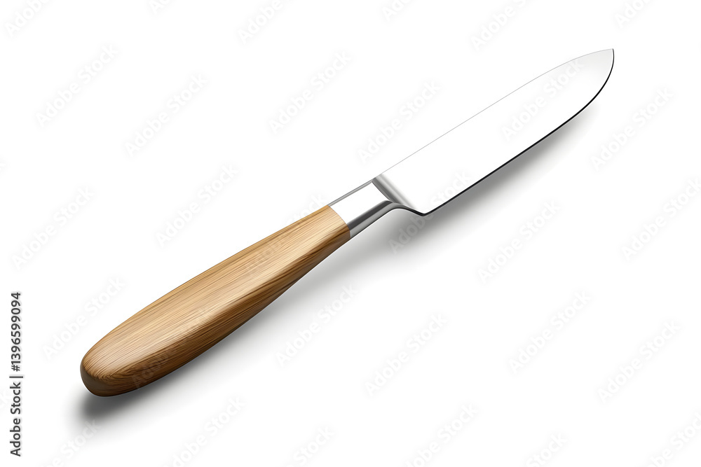Sharp Knife with Wooden Handle, Gleaming Sharp Knife with Wooden Handle, Gleaming