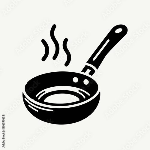  very simple flat and single minimalist Frying Pan Handle Silhouettes in black on a white background 