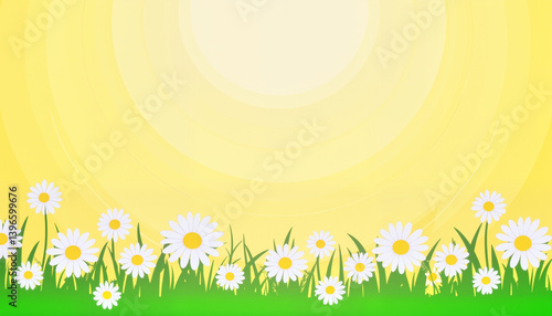 Bright daisies against a sunny yellow background  