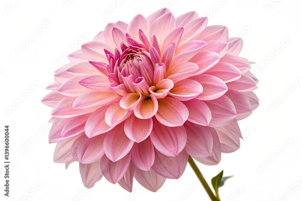 Pink dahlia flower isolated on white background. A beautiful pink dahlia flower isolated on a white background, perfect for floral or nature-themed designs Pink dahlia flower isolated on white background. A beautiful pink dahlia flower isolated on a white background, perfect for floral or nature-themed designs