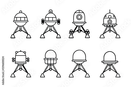  Lunar lander line art with stars in background