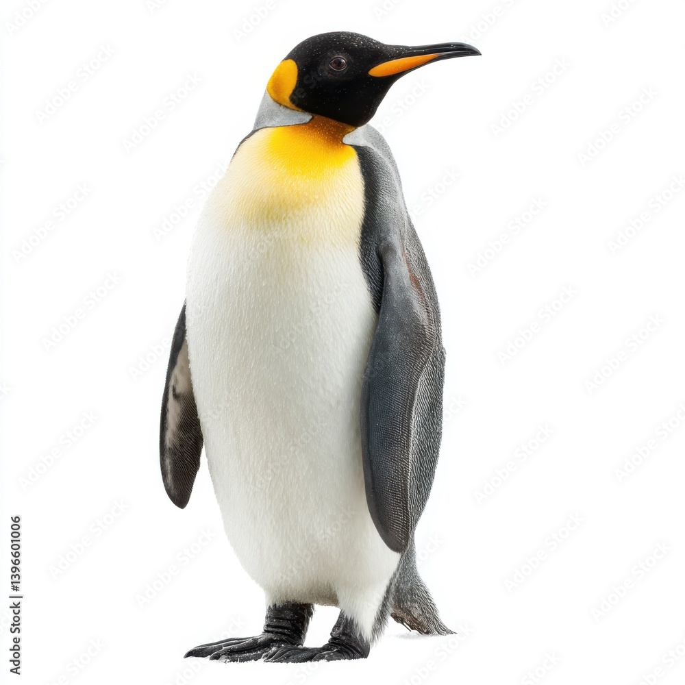 Fototapeta premium A single emperor penguin standing isolated on white background