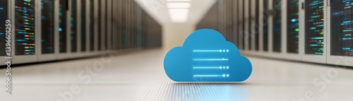 Obraz na płótnie Smart City Development with Urban Innovation and Advanced Security Systems, Cloud computing concept in a data center environment with servers in the background. w salonie