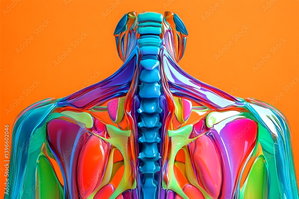 Pain of disorder - upper back pain: abstract image of individual status. Anxiety and suffering. Metaphorical upper back pain physical senses, of a and suffering. Pain and discomfort.
