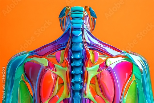 Obraz na płótnie Pain of disorder - upper back pain: abstract image of individual status. Anxiety and suffering. Metaphorical upper back pain physical senses, of a and suffering. Pain and discomfort. w salonie