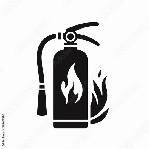  very simple flat and single minimalist Fire Extinguisher Handle Silhouettes in black on a white background 