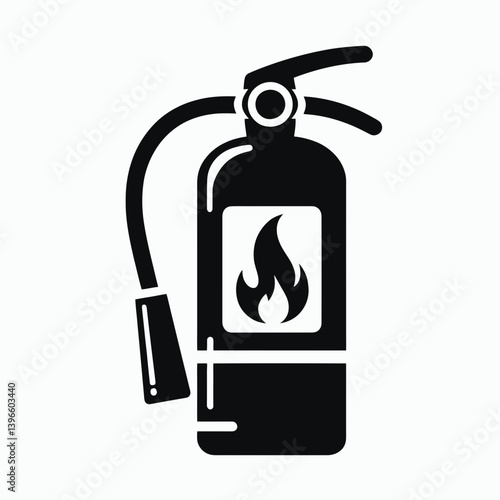  very simple flat and single minimalist Fire Extinguisher Silhouettes in black on a white background 
