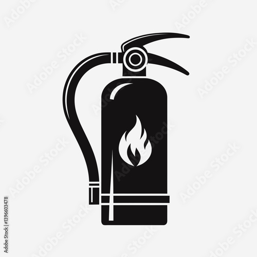  very simple flat and single minimalist Fire Extinguisher Silhouettes in black on a white background 