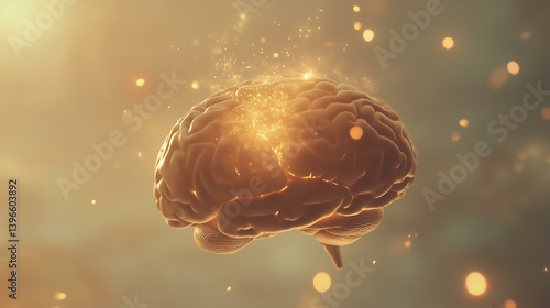 Wallpaper Mural A mesmerizing representation of a glowing brain, symbolizing creativity, intelligence, and enlightenment in an ethereal environment. Torontodigital.ca