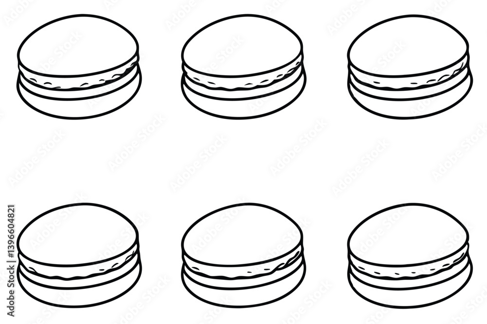 macaroon line art modern illustration of a classic treat. macaroon line art modern illustration of a classic treat.